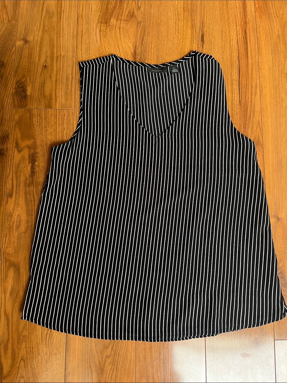 Halogen Black and White Vertical Stripe V-Neck Camisole
